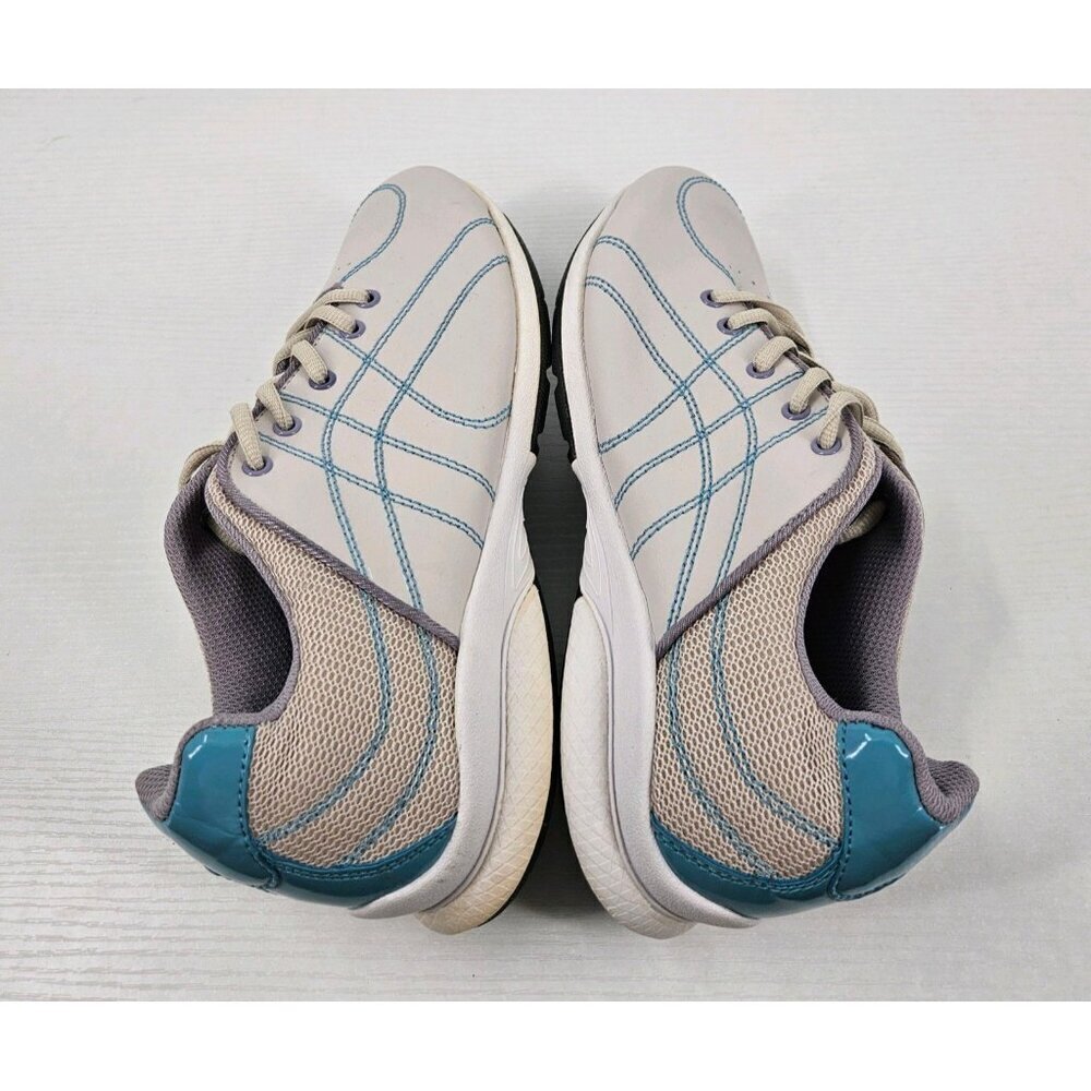 Curves Z Traction Womens Sz 10 Athletic Sneaker White Blue Leather Canvas Shoe